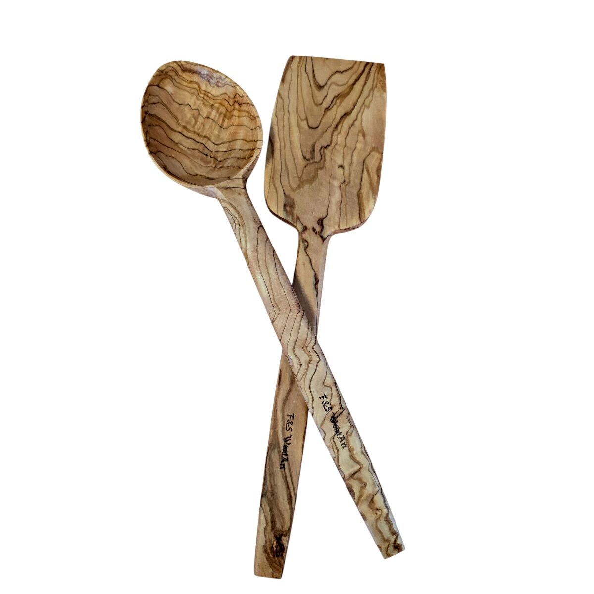 Zeytin Ağacı 2 Li Set Ahşap Spatula Tencere Kaşığı 30 Cm