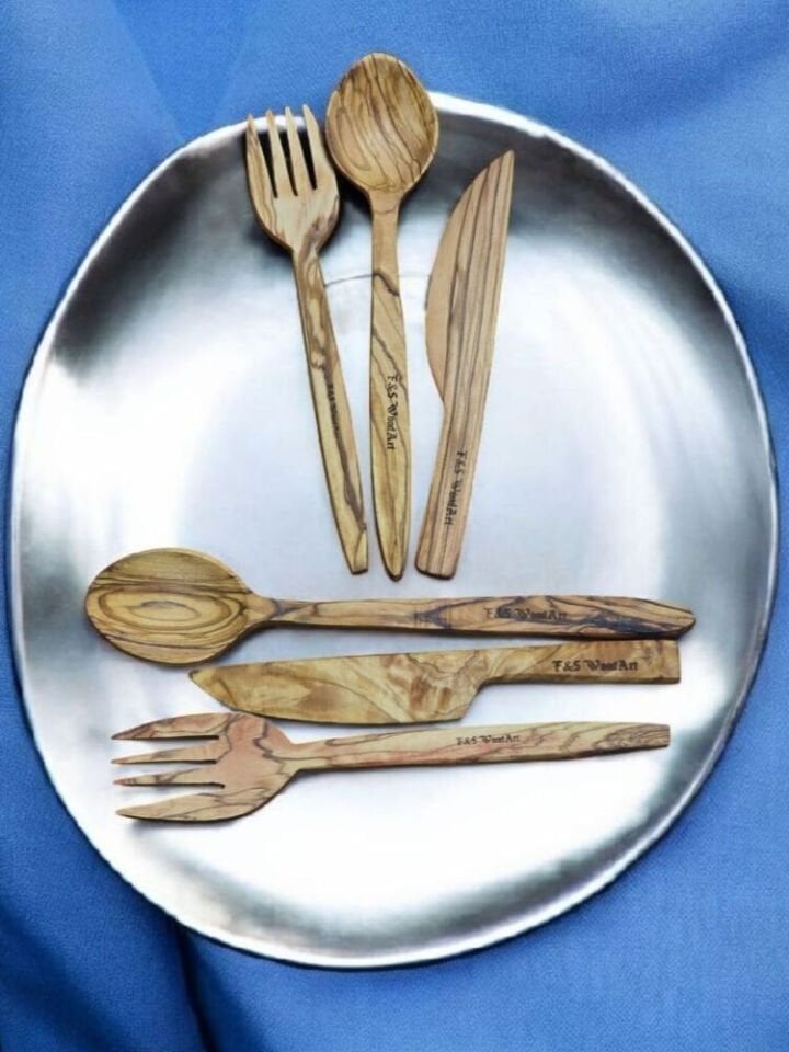 Zeytin Ağacı 6 Parça 2 Kişilik Set Bıçak - çatal - Kaşık
