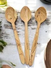 3 Adet 30 cm Zeytin Ağacı Kaşık Set