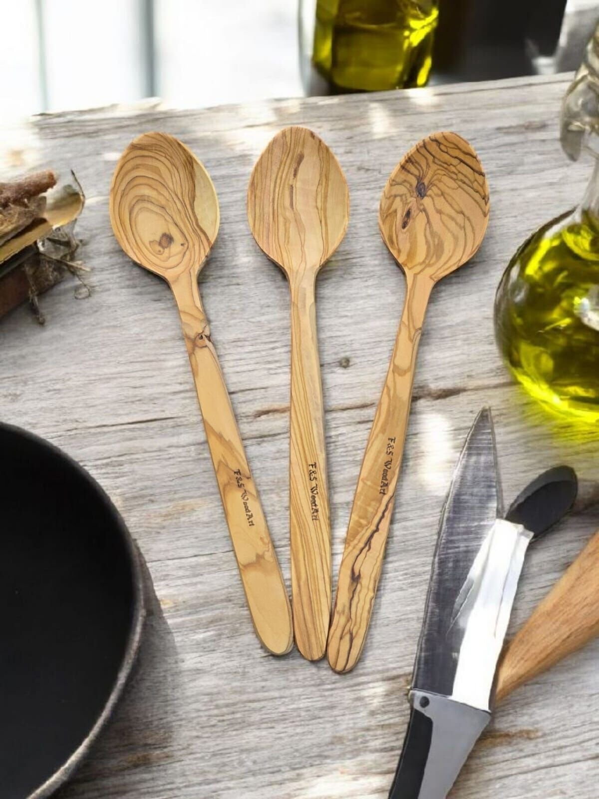 3 Adet Zeytin Ağacı Kaşık 29 cm