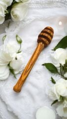 Edremit Zeytin Ağacı Doğal Ahşap El Yapımı Bal Kaşığı 11 Cm