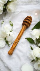 Edremit Zeytin Ağacı Doğal Ahşap El Yapımı Bal Kaşığı 16 Cm