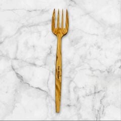 Edremit Zeytin Ağacı Doğal Ahşap El Yapımı Servis Çatalı 26,5 Cm