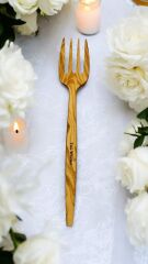 Edremit Zeytin Ağacı Doğal Ahşap El Yapımı Servis Çatalı 26,5 Cm