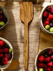 Edremit Zeytin Ağacı Doğal Ahşap El Yapımı Tahta Kaşık Yemek Kaşığı 29 Cm Tencere Kaşığı