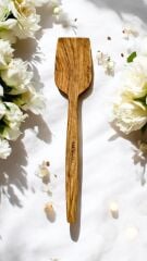 Edremit Zeytin Ağacı Doğal Ahşap El Yapımı Spatula Servis 30 Cm