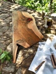 Xxl Büyük Boy Özel Seri - Tek Parça Ceviz Ağacı Barbekü Şef Tahtası 60 X 38 X 3,5 Cm