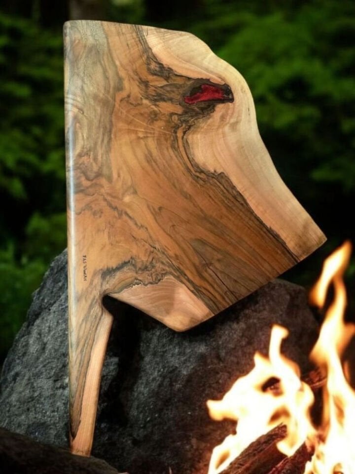 Xxl Büyük Boy Özel Seri - Tek Parça Ceviz Ağacı Barbekü Şef Tahtası 60 X 38 X 3,5 Cm