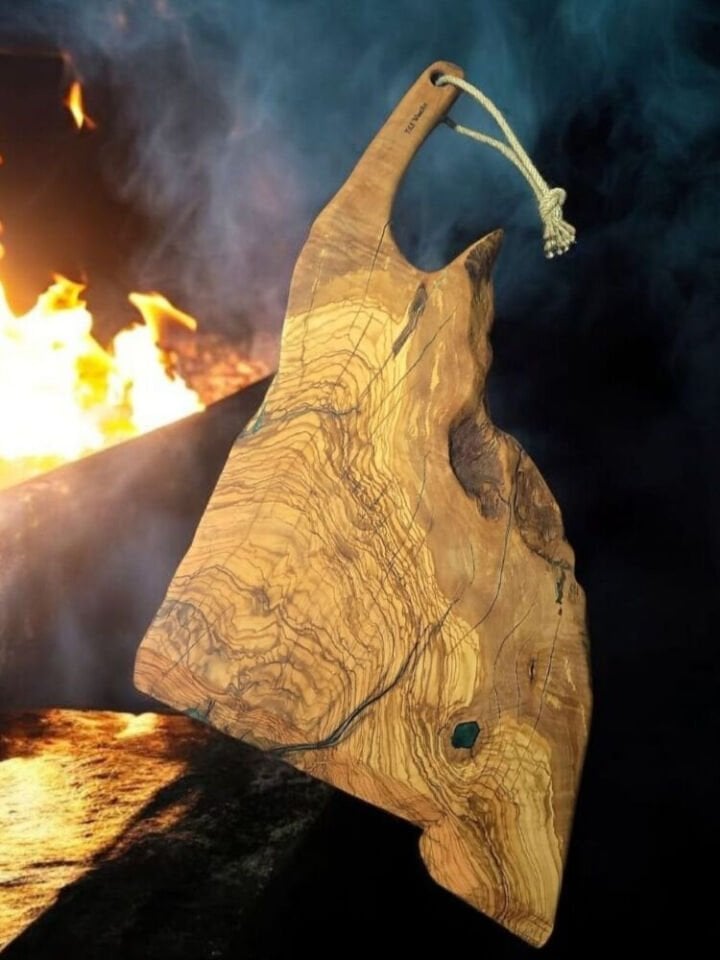 Xxl Büyük Boy Özel Seri - Zeytin Ağacı Barbekü Şef Tahtası 60 X 35 X 3,5 Cm