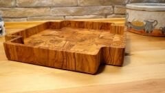 Zeytin Ağacı El Yapımı Köşeli Dekoratif Kase Sunum Tabak Tepsi 30 Cm