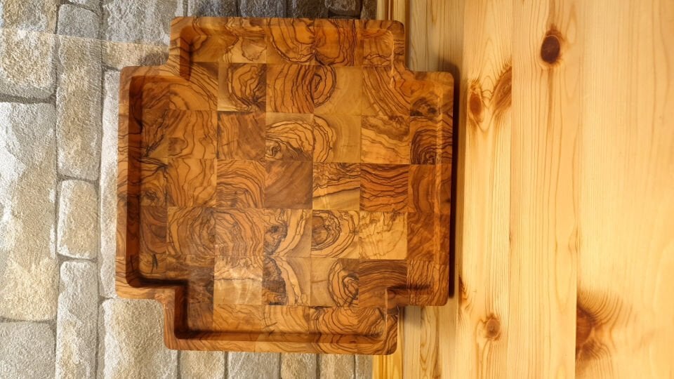 Zeytin Ağacı El Yapımı Köşeli Dekoratif Kase Sunum Tabak Tepsi 30 Cm