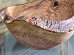 24 X 9 Cm Zeytin Ağacı Tek Parça El Yapımı Rustik Doğal Kenar Ahşap Kütük Kase