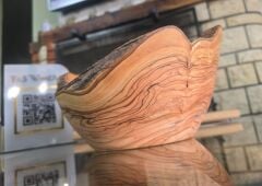 24 X 9 Cm Zeytin Ağacı Tek Parça El Yapımı Rustik Doğal Kenar Ahşap Kütük Kase