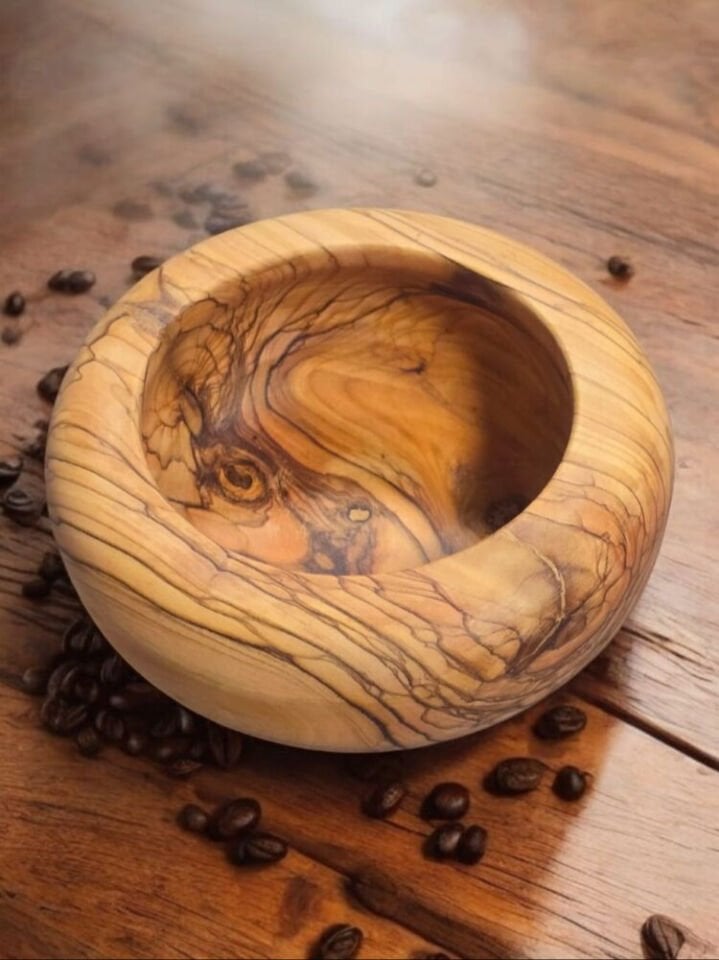 Zeytin Ağacı Tek Parça El Yapımı Doğal Ahşap 15 Cm Yuvarlak Kase Tabak çerezlik