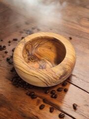 Zeytin Ağacı Tek Parça El Yapımı Doğal Ahşap 15 Cm Yuvarlak Kase Tabak çerezlik