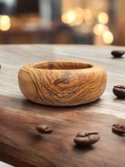Zeytin Ağacı Tek Parça El Yapımı Doğal Ahşap 15 Cm Yuvarlak Kase Tabak çerezlik