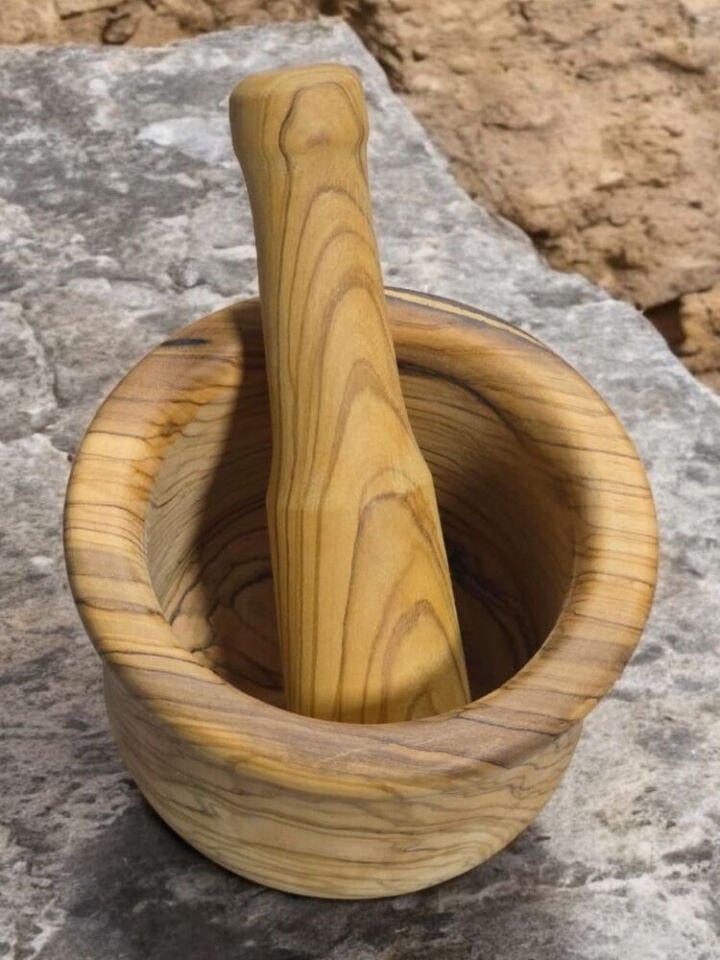 9 Cm - El Yapımı Mdl 2 Zeytin Ağacı Doğal Ahşap Havan 11 X 9 Cm - El Yapımı Mdl 2