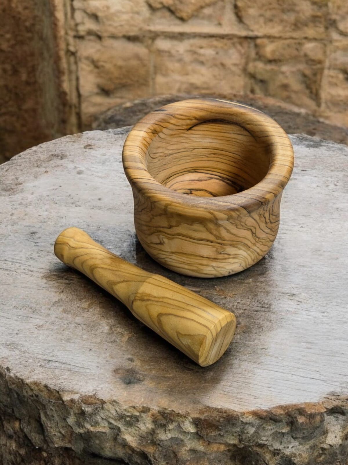 9 Cm - El Yapımı Mdl 2 Zeytin Ağacı Doğal Ahşap Havan 11 X 9 Cm - El Yapımı Mdl 2