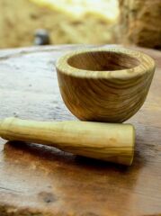 8 Cm - El Yapımı Zeytin Ağacı Doğal Ahşap Havan 11 X 8 Cm - El Yapımı