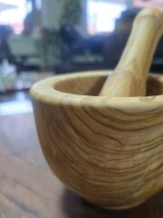 8 Cm - El Yapımı Zeytin Ağacı Doğal Ahşap Havan 11 X 8 Cm - El Yapımı