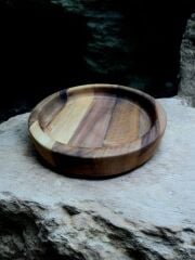 Ceviz Ağacı El Yapımı Doğal Ahşap Dekoratif Yuvarlak Kase Tabak 21 Cm