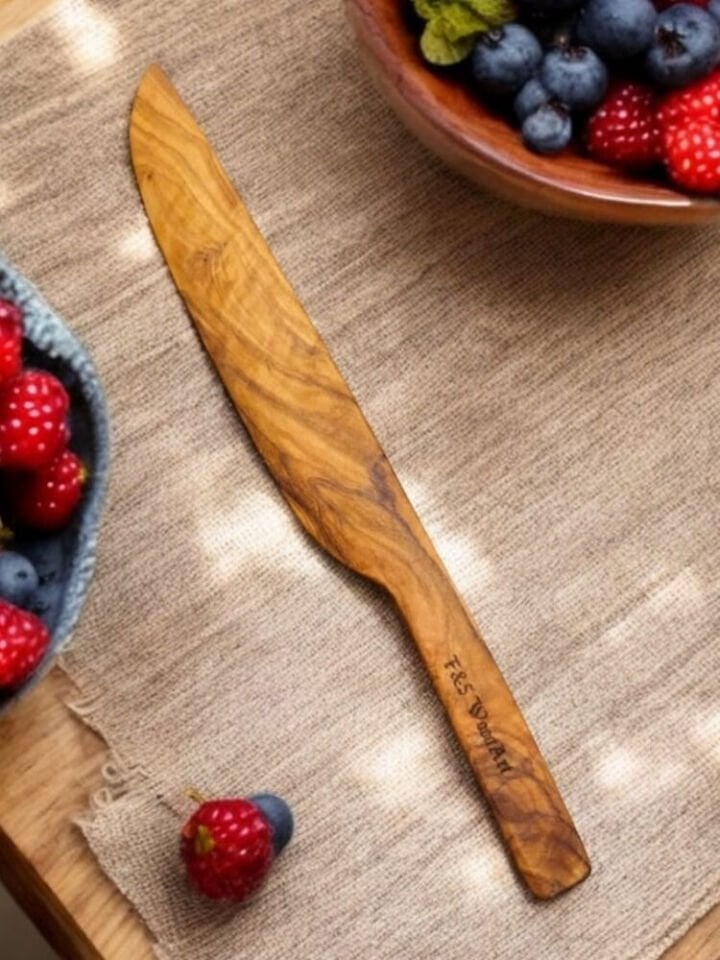 Zeytin Ağacı Doğal Ahşap El Yapımı Bıçak 23 Cm
