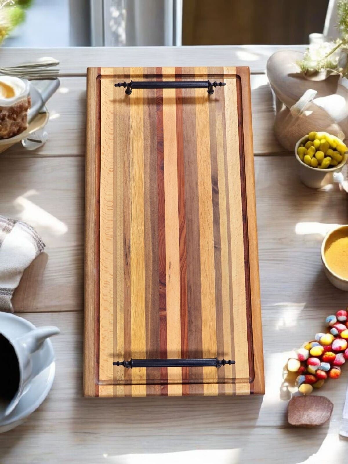 Ahşap Dekoratif Sunumluk Tepsi 51 X 26 Cm Kahve Söz Nişan Tepsisi