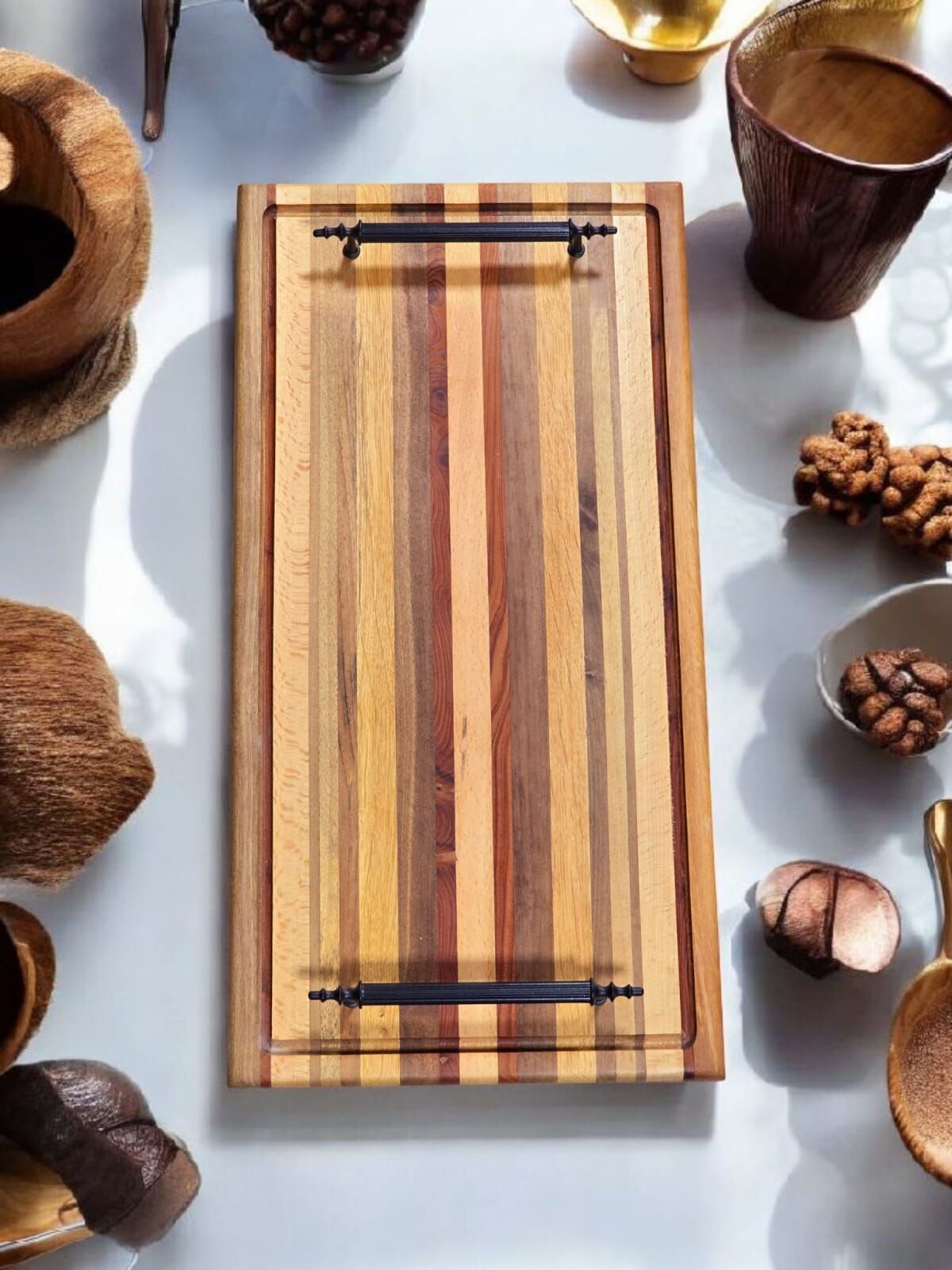 Ahşap Dekoratif Sunumluk Tepsi 51 X 26 Cm Kahve Söz Nişan Tepsisi