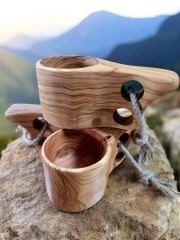 Zeytin Ağacı Kuksa - Kamp çay Kahve Fincan - Kupa - Tahta Bardak