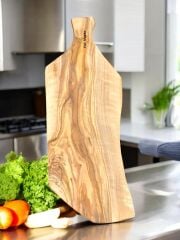 42 X 15 Cm Doğal Zeytin Ağacı Eksiz Tek Parça El Yapımı Saplı Kesme Sunum Tahtası