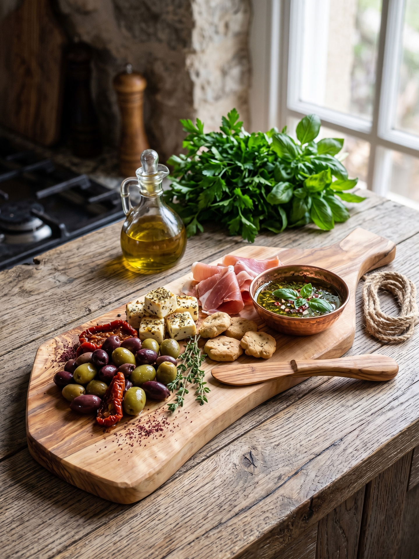 42 X 15 Cm Doğal Zeytin Ağacı Eksiz Tek Parça El Yapımı Saplı Kesme Sunum Tahtası