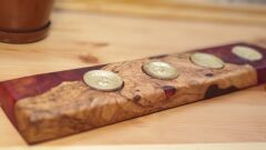 Zeytin ağacı Epoksi ahşap mumluk 4 lü