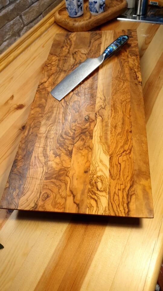 Zeytin ağacı doğal ahşap Dekoratif Sushi servis sunum tahtası - Stand Büyük boy 59,5 x 25,5 cm