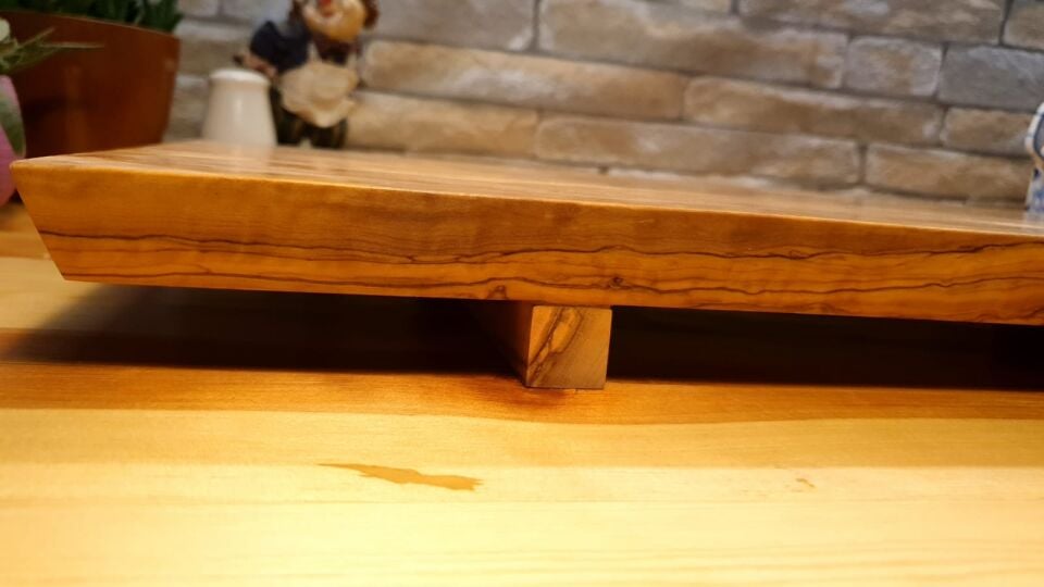 Zeytin ağacı doğal ahşap Dekoratif Sushi servis sunum tahtası - Stand Büyük boy 59,5 x 25,5 cm