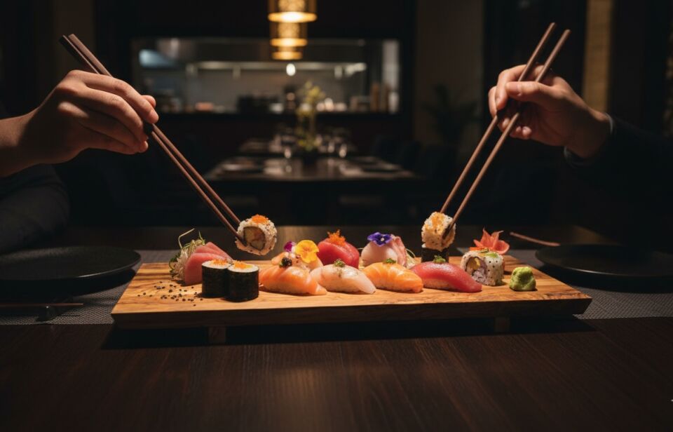 Zeytin ağacı doğal ahşap Dekoratif Sushi servis sunum tahtası - Stand Büyük boy 59,5 x 25,5 cm