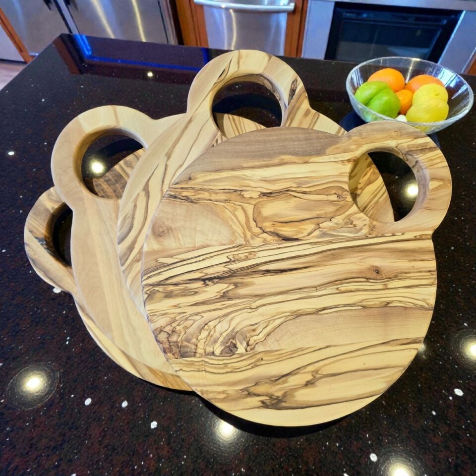 Zeytin Ağacı Kesme ve Sunum Tahtası 22 cm Yuvarlak (YENİ ÜRÜN)