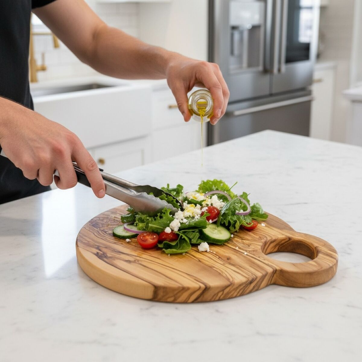 Zeytin Ağacı Kesme ve Sunum Tahtası 22 cm Yuvarlak (YENİ ÜRÜN)