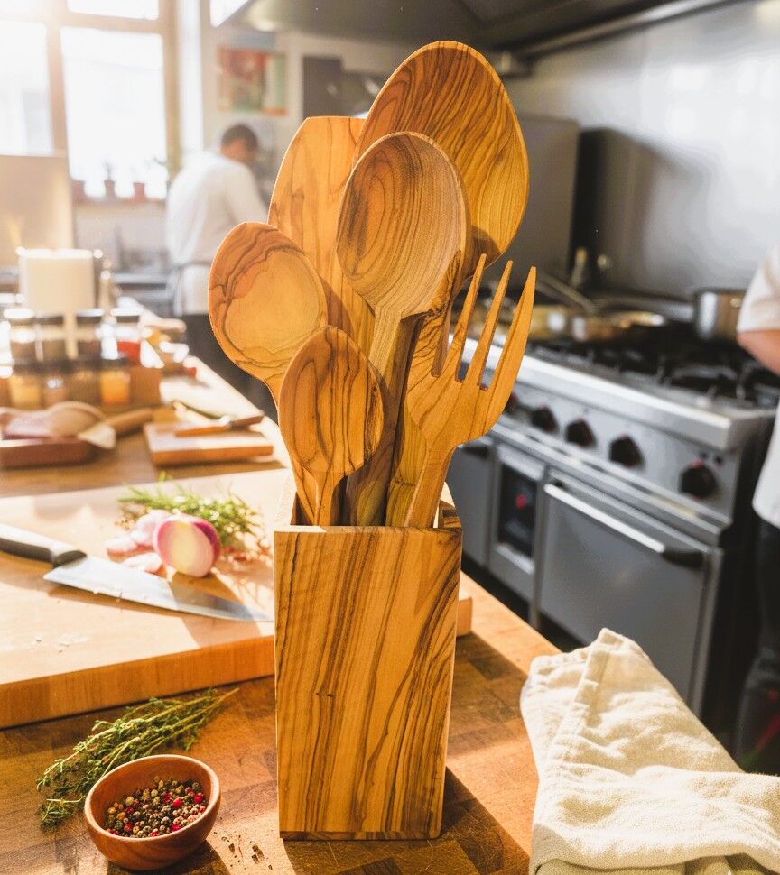 Zeytin Ağacı Mutfak Kaşık Servis Seti 7 Parça ( YENİ ÜRÜN)