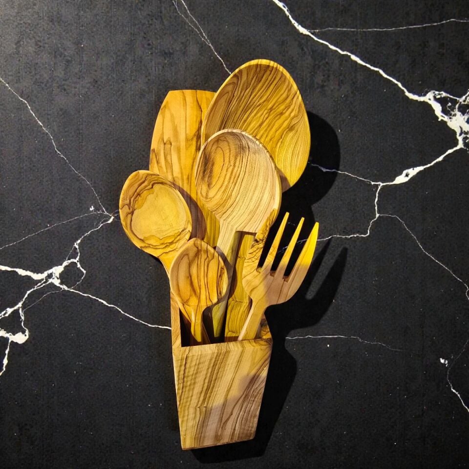 Zeytin Ağacı Mutfak Kaşık Servis Seti 7 Parça ( YENİ ÜRÜN)