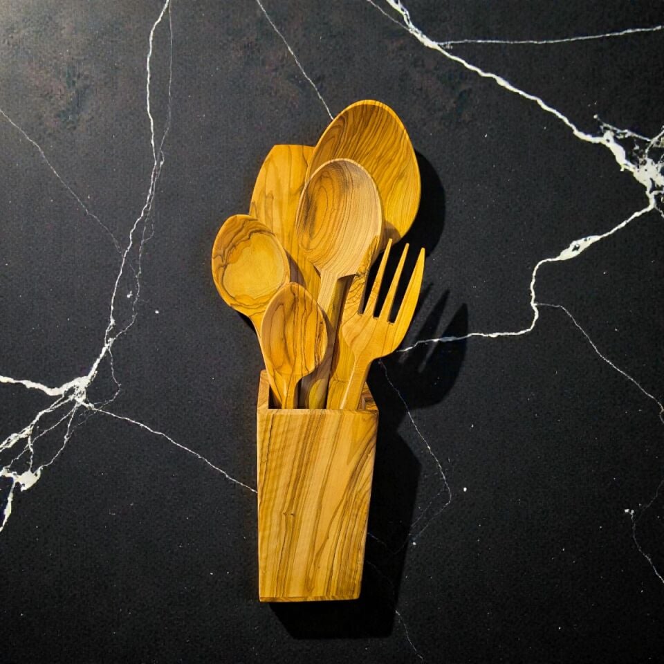 Zeytin Ağacı Mutfak Kaşık Servis Seti 7 Parça ( YENİ ÜRÜN)