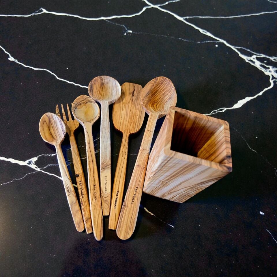 Zeytin Ağacı Mutfak Kaşık Servis Seti 7 Parça ( YENİ ÜRÜN)