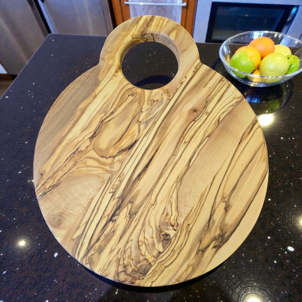 Zeytin Ağacı Kesme ve Sunum Tahtası 27 cm Yuvarlak
