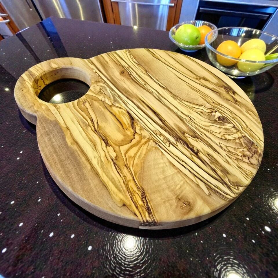 Zeytin Ağacı Kesme ve Sunum Tahtası 27 cm Yuvarlak