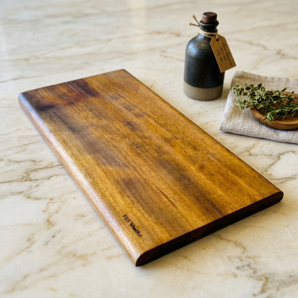 40 x 20 cm Tek parça masif iroko ağacı yekpare Kesme Tahtası