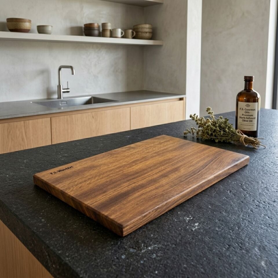 Masİf Eksİz Tek Parça iroko Ağacı 30 x 20 cm Küçük Boy Kesme tahtası