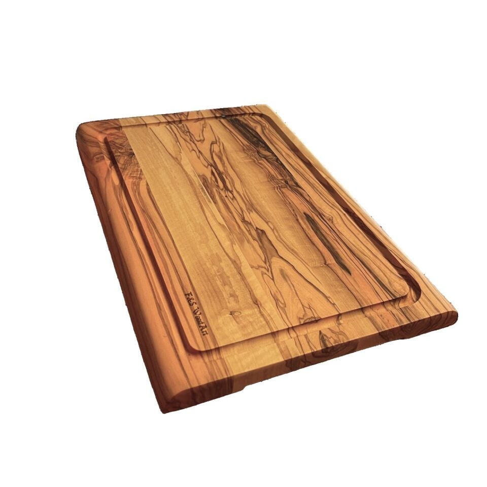 Zeytin Ağacı 30 X 20 Cm Oluklu Özel Kenar, Küçük Boy Şef Tahtası - Kesme Tahtası - Sunumluk