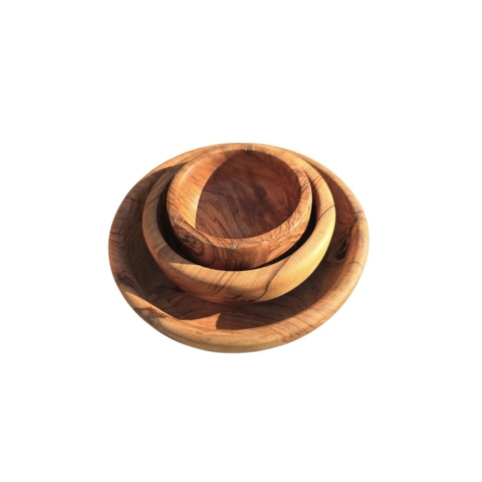 Edremit Zeytin Ağacı El Yapımı Orta Boy Dekoratif Kase - 15 cm
